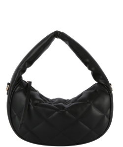 Puffy Woven Satchel HG-0158-M BLACK